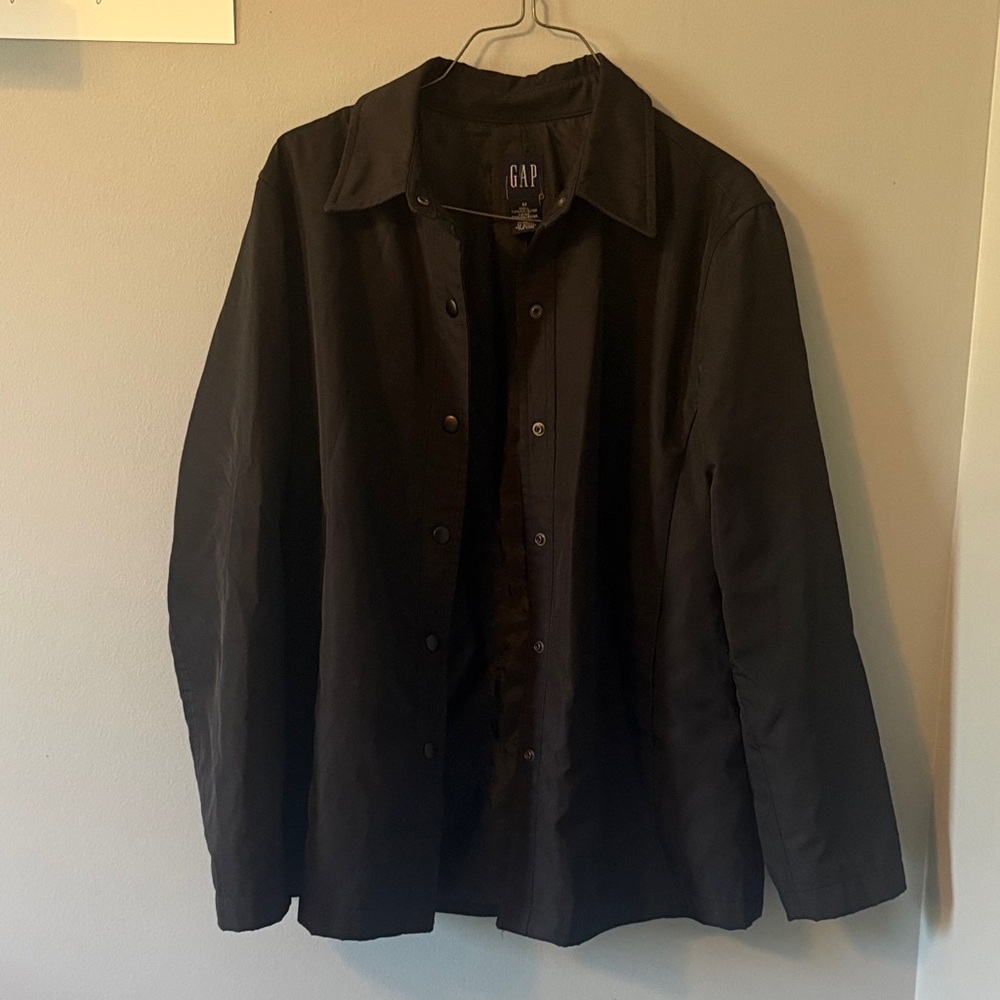 Vintage GAP Black Lightweight Button-Front Shirt Jacket